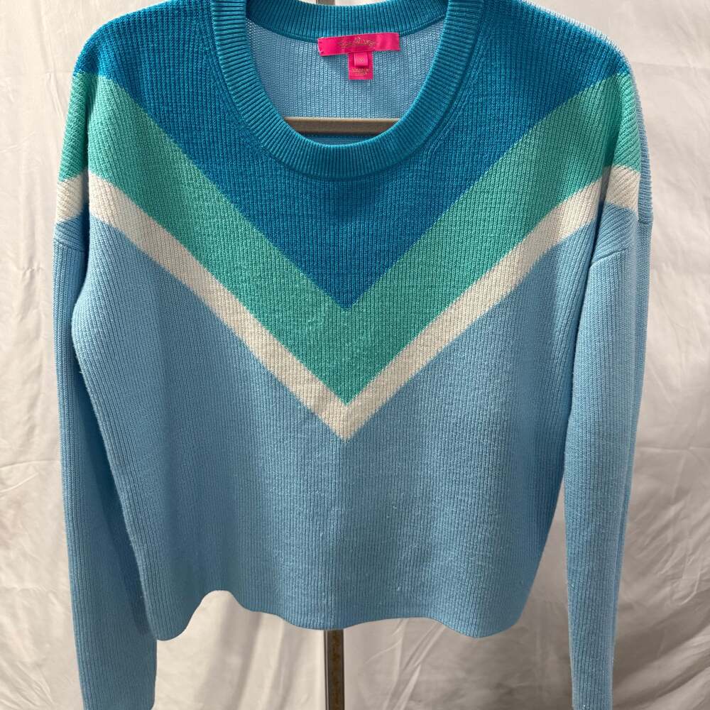 Lilly Pulitzer Rivka Sweater Ravello Blue Chevron Stripe